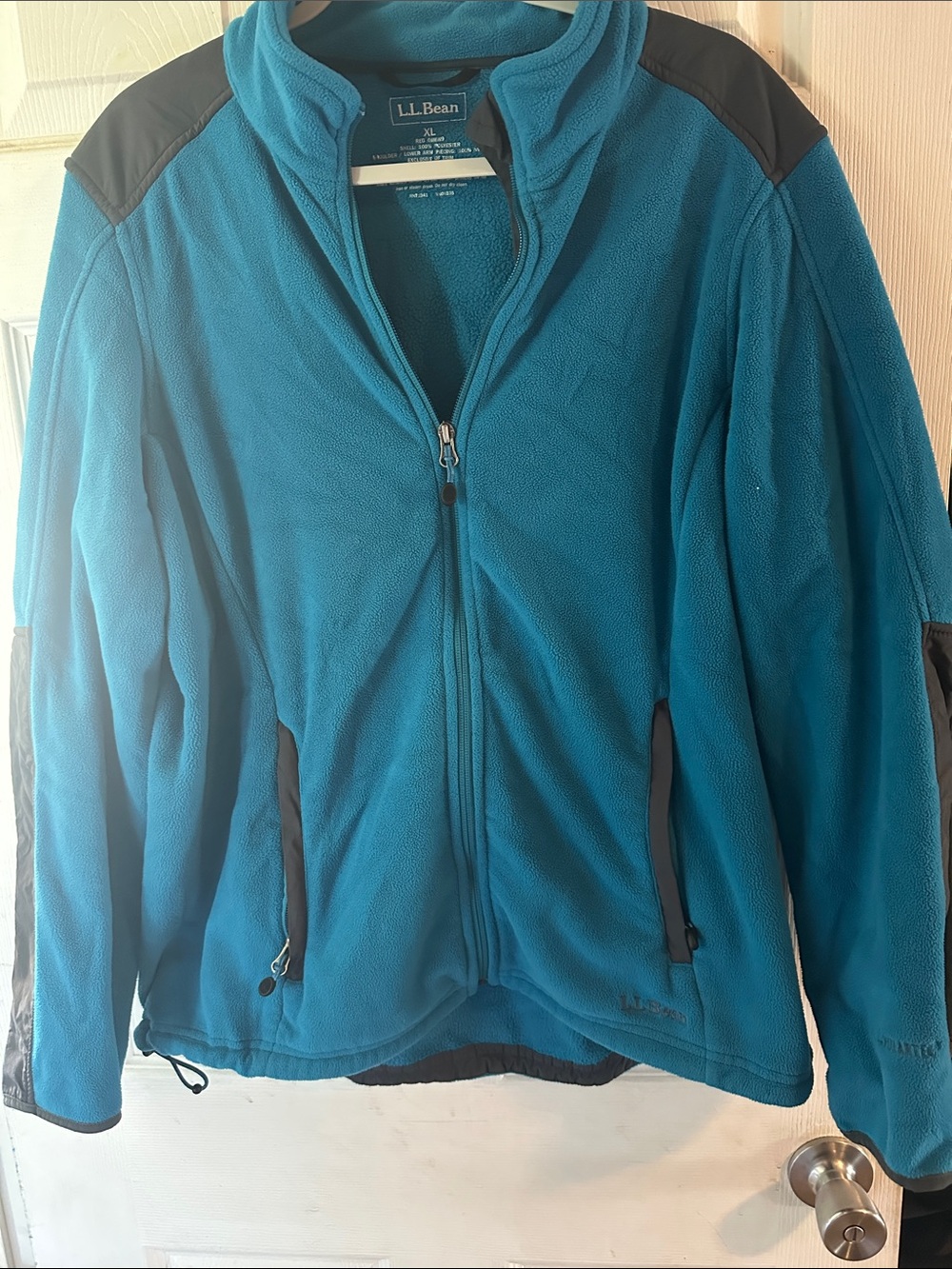 L.L. Bean Teal and Black Full-Zip Fleece Jacket